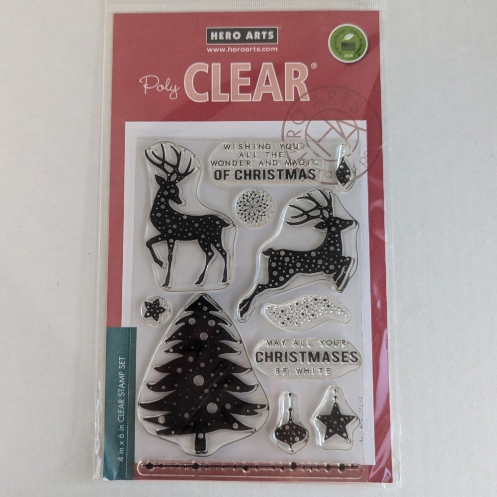 Wonder and Magic of Christmas stamp set, Hero Arts Christmas tree and reindeer